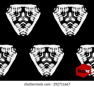 Striped hand painted vector seamless pattern with ethnic and tribal motifs, zigzag lines, brushstrokes and splatters of paint in multiple bright colors. Vector illustration