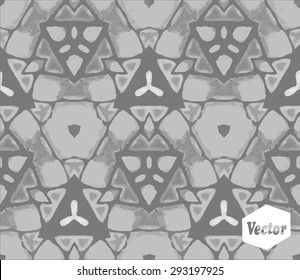 Striped hand painted vector seamless pattern with ethnic and tribal motifs, zigzag lines, brushstrokes and splatters of paint in multiple bright colors. Vector illustration