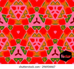 Striped hand painted vector seamless pattern with ethnic and tribal motifs, zigzag lines, brush strokes and splatters of paint in multiple bright colors. Vector illustration