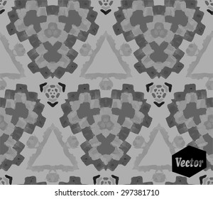 Striped hand painted vector seamless pattern with ethnic and tribal motifs, zigzag lines, brushstrokes and splatters of paint in multiple bright colors. Vector illustration