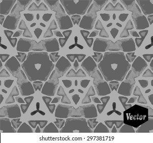 Striped hand painted vector seamless pattern with ethnic and tribal motifs, zigzag lines, brushstrokes and splatters of paint in multiple bright colors. Vector illustration