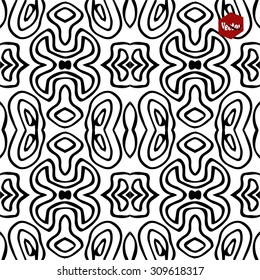Striped hand painted vector seamless pattern with ethnic and tribal motifs, zigzag lines, brushstrokes and splatters of paint in multiple bright colors. Vector illustration