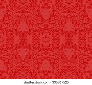 Striped hand painted vector seamless pattern with ethnic and tribal motifs, zigzag lines, brushstrokes and splatters of paint in multiple bright colors. Vector illustration