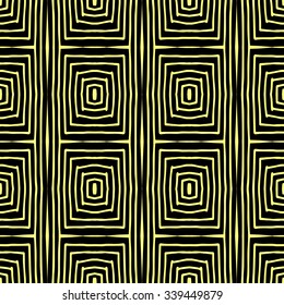 Striped hand painted vector seamless pattern with ethnic and tribal motifs, zigzag lines, brushstrokes and splatters of paint in multiple bright colors. Porcelain tile. Vector illustration.