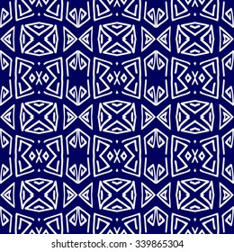 Striped hand painted vector seamless pattern with ethnic and tribal motifs, zigzag lines, brushstrokes and splatters of paint in multiple bright colors. Porcelain tile. Vector illustration.