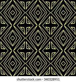 Striped hand painted vector seamless pattern with ethnic and tribal motifs, zigzag lines, brushstrokes and splatters of paint in multiple bright colors. Porcelain tile. Vector illustration.