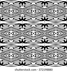 Striped hand painted vector seamless pattern with ethnic and tribal motifs, zigzag lines, brushstrokes paint in monochrome colors. Vector seamless pattern hand drawn. Repeating geometric mesh tiles