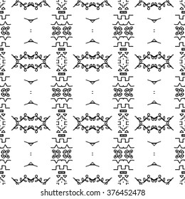 Striped hand painted vector seamless pattern with ethnic and tribal motifs, zigzag lines, brushstrokes paint in monochrome colors. Vector seamless pattern hand drawn. Repeating geometric mesh tiles