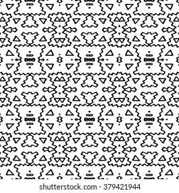 Striped hand painted vector seamless pattern with ethnic and tribal motifs, zigzag lines, brushstrokes paint in monochrome colors. Vector seamless pattern hand drawn. Repeating geometric mesh tiles