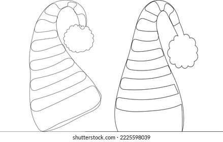 striped hat continuous line drawing, vector