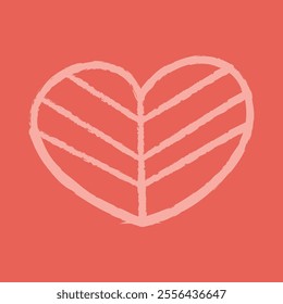 A striped heart divided in two color. Clip art hand draw illustration.
