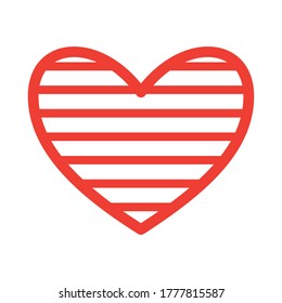 striped heart flat style icon design of love passion and romantic theme Vector illustration