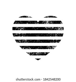 Striped heart with grunge effect