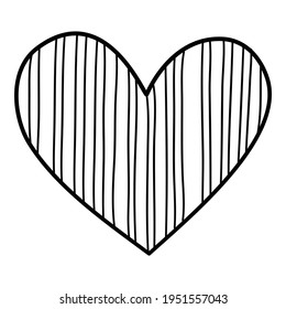 Striped heart icon. Hand drawn and outline illustration of Striped heart vector icon for web design