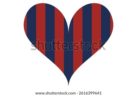 Striped Heart in Navy and Deep Red