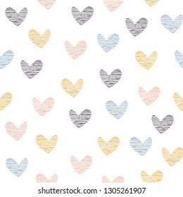 Striped heart repeat pattern. Vector illustration for wallpaper poster, card, scrapbooking, birthday and party invitation, background.