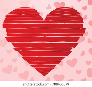 Striped heart. romance concept. vector illustration