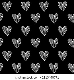 Striped Heart Seamless Pattern on black background