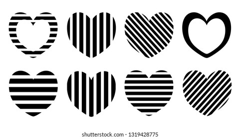 Striped heart set pattern design 