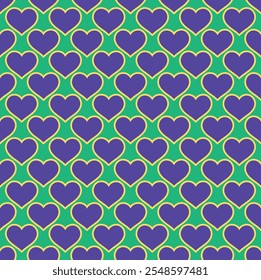 Striped heart silhouette seamless pattern. 3color vector pattern