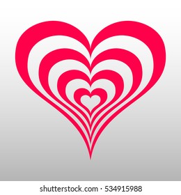 Striped heart vector icon.