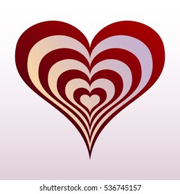 Striped heart vector icon.