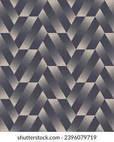Striped Hexagon Motley Seamless Pattern Trend Vector Dot Work Abstract Background. Retro Styled Graphic Abstraction Textile Print For Cloth. Trendy Repetitive Wallpaper. Halftone Art Illustration