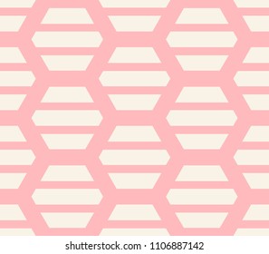 Striped hexagon seamless pattern. Geometrical background. Vector illustration.