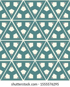 Striped hexagon, triangle, rhombus, 
 seamless pattern. Linear tile, geometric background. Vector illustration.     