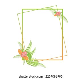 Striped high box frame. Green and red. Flower wedding frames for invitations, stickers, souvenirs, gifts and ornaments. Flower wedding frames for invitations, stickers, souvenirs, gifts and ornaments.