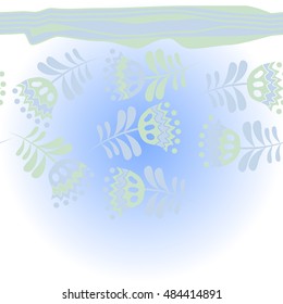    striped horizontal   pattern of floral motif . Hand drawn.