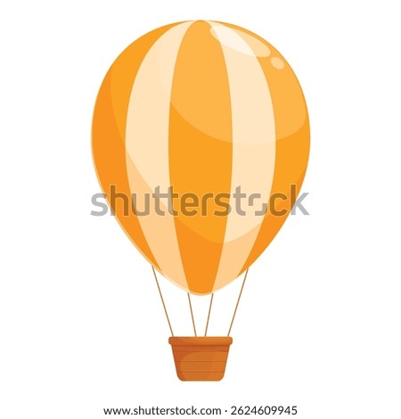 Striped hot air balloon floating in a clear sky, perfect for travel and adventure concepts