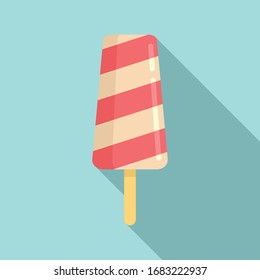 Striped ice cream icon. Flat illustration of striped ice cream vector icon for web design