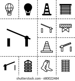 Striped icon. set of 13 filled and outline striped icons such as barrier, cone barrier, shutter blinds, window shutter, socks, cone, road barrier, jalousie