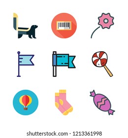 striped icon set. vector set about socks, hot air balloon, skunk and closeup icons set.