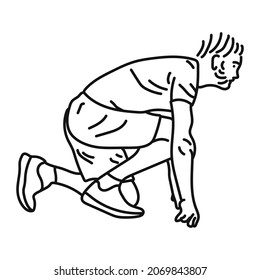 striped illustration of man athlete running sport jogging training