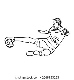 striped illustration of a young soccer player
