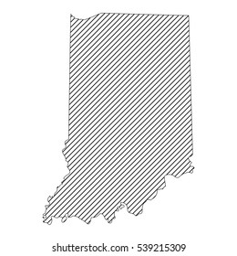 Striped  indiana map isolated on white
