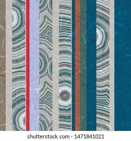 Striped Infinite Agate Geode Seamless Repeat Vector Pattern Swatch.  Bands and crystal centers.  Abstract, natural, contours, raw, earth, stone, rock, mineral, nature, random.  Generative Art.  