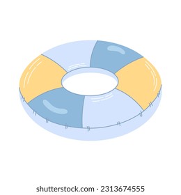 Striped inflatable ring for swimming isolated on a white background. Colored flat illustration.