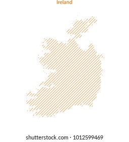 Striped Ireland map isolated on white