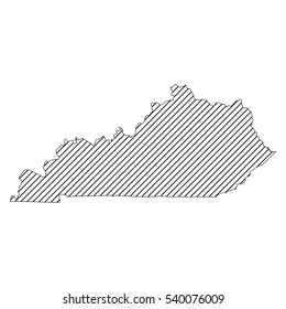 Striped  kentucky map isolated on white