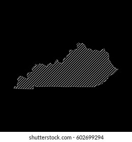 Striped  kentucky map isolated on black