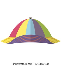 Striped kids cap vector. Children summer hat isolated on white background. Child beach clothes and headwear accessory illustration