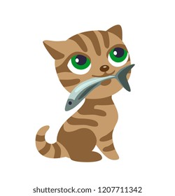 cat eating fish