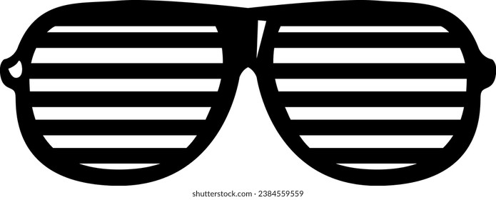 Striped lattice club glasses. Health and vision protection. Eye protection accessory. Cartoon monochrome black and white vector isolated on white background