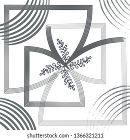 striped leaf geometric pattern scarf