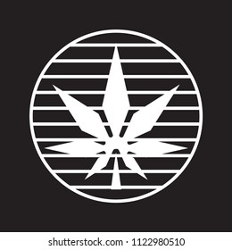 striped leaf marijuana. icon isolated black background