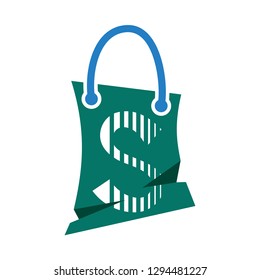 striped letter s, folded bag and market logo