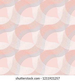 Striped light elegant wavy seamless pattern. Pastel color vintage 60s style geometric repeatable motif for fabric, wrapping paper. 
